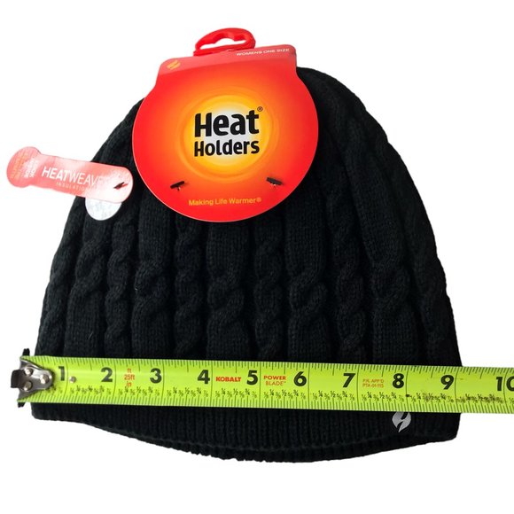 New NWT Beanie Knit Hat Cap Fleece-Lined Black.  Thick.  Heat Holders.  Model "H - Picture 11 of 11